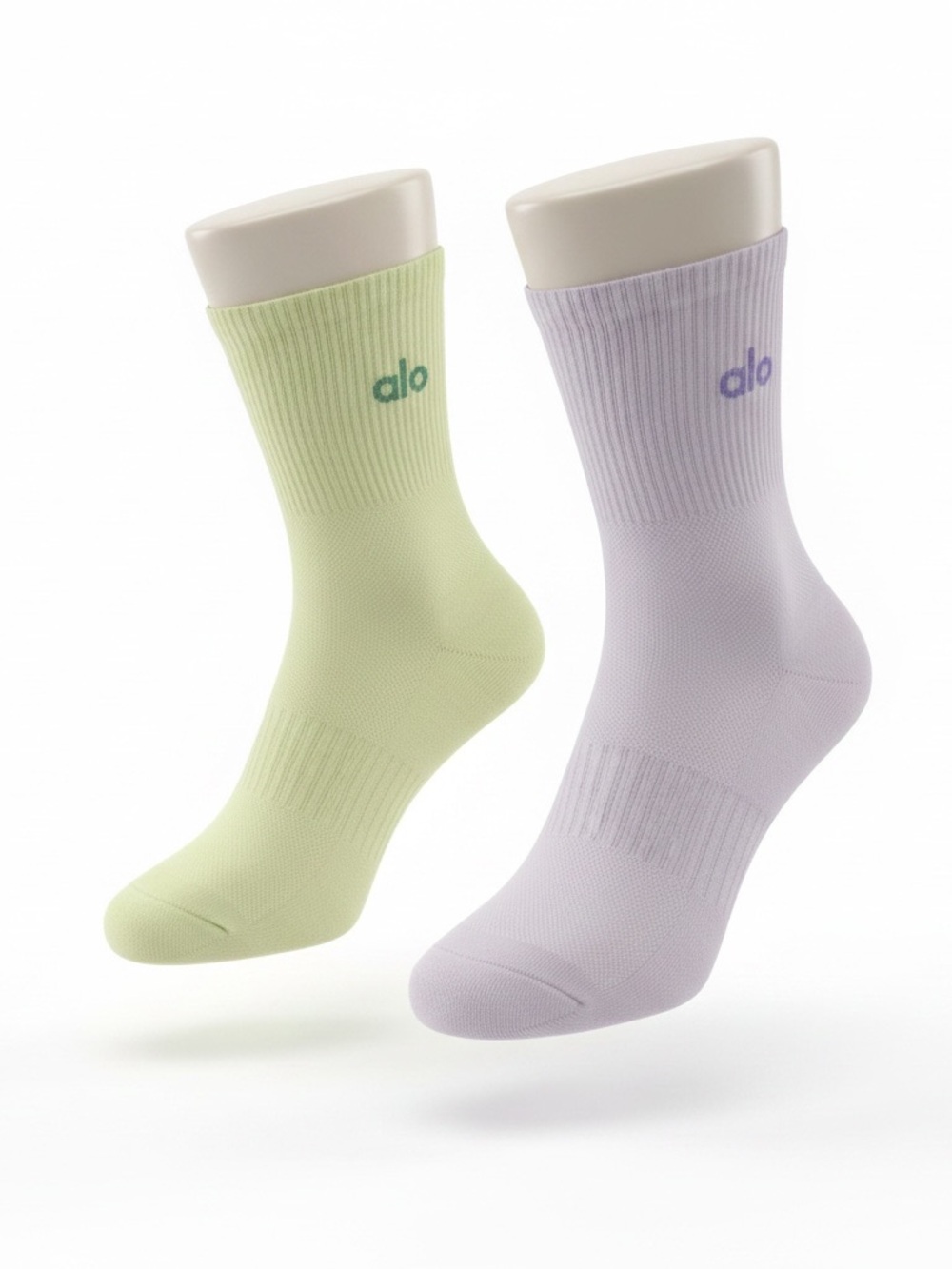 Alo yoga Crew Socks Pastel Green & Lilac 2 pairs small to medium New